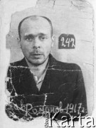 Ok. 1941, Lwów, Ukraina, ZSRR.
Mężczyzna NN - portret więzienny z więzienia lwowskiego na Brygidkach lub Zamarstynowie.
Fot. NN, zbiory Ośrodka KARTA