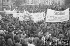 1.05.1989, Warszawa, Polska.
Manifestacja zorganizowana przez NSZZ 