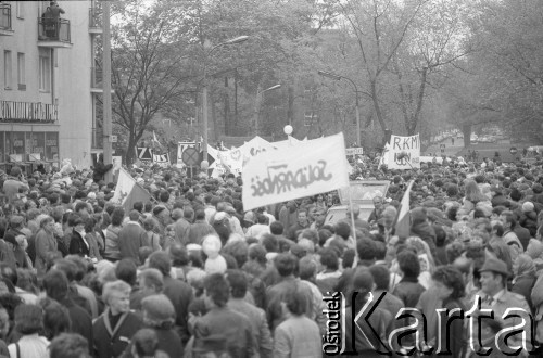 1.05.1989, Warszawa, Polska.
Manifestacja zorganizowana przez NSZZ 