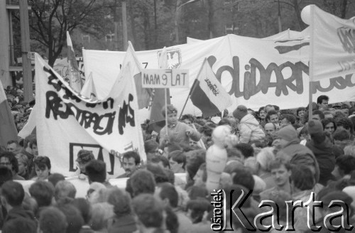 1.05.1989, Warszawa, Polska.
Manifestacja zorganizowana przez NSZZ 