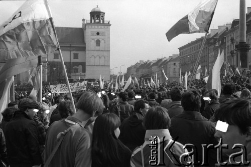 3.05.1982, Warszawa, Polska.
Niezależna demonstracja na Starym Mieście, zorganizowana przez podziemne struktury 