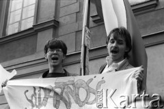 3.05.1982, Warszawa, Polska.
Niezależna demonstracja na Starym Mieście, zorganizowana przez podziemne struktury 