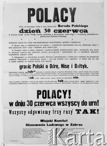 1945, Zabrze, Śląsk, Polska.
Odezwa: 