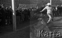 1948, Śląsk, Polska.
Mecz piłki nożnej. Pracownicy Urzędu Skarbowego - przedstawiciele inicjatywy prywatnej.
Fot. Kazimierz Seko, zbiory Ośrodka KARTA
