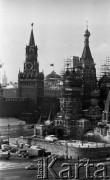 1968, Moskwa, ZSRR.
Fragment Kremla, na pierwszym planie cerkiew Wasyla Błogosławionego w rusztowaniach ustawionych na czas remontu. W tle Wieża Spasska.
Fot. Kazimierz Seko, zbiory Ośrodka KARTA
