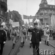 1.05.1978, Katowice, Polska.
Pochód pierwszomajowy, górnicy z Kopalni Węgla Kamiennego 