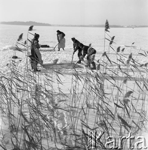 9.01.1969, Giżycko, Polska
Jezioro Dobskie koło Giżycka, połowy pod lodem.
Fot. Jarosław Tarań, zbiory Ośrodka KARTA [69-340]
 
