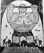 Listopad 1969, Warszawa, Polska.
Wystawa malarstwa i grafiki górników.
Fot. Jarosław Tarań, zbiory Ośrodka KARTA [69-430]
 
