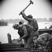 11.08.1970, Kazuń okolice, Polska
Wisła w rejonie Kazunia, ćwiczenia saperów, budowa przeprawy pontonowej.
Fot. Jarosław Tarań, zbiory Ośrodka KARTA [70-14]
 
