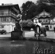 25-30.05.1971, Szczawnica, Polska
 Koń pijący wodę z fontanny koło pijalni wód.
 Fot. Jarosław Tarań, zbiory Ośrodka KARTA [71-171]
   
