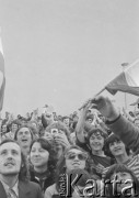 9.07.1974, Warszawa, Polska.
 Powitanie piłkarzy wracających do kraju po zajęciu trzeciego miejsca i zdobyciu srebrnego medalu na Mistrzostwach Świata.
 Fot. Jarosław Tarań, zbiory Ośrodka KARTA [74-108]
   
