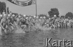 25.08.1974, Zegrze, Polska
Maraton pływacki, zawodnicy na starcie.
Fot. Jarosław Tarań, zbiory Ośrodka KARTA [74-103]
 
