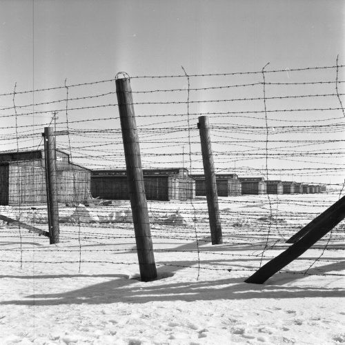 19.02.1976, Lublin Majdanek, Polska.
Obóz zagłady, zasieki z drutu kolczastego i baraki.
Fot. Jarosław Tarań, zbiory Ośrodka KARTA [76-61]

