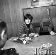 23.11.1978, Warszawa, Polska.
Wanda Rutkiewicz, alpinistka i himalaistka, podczas spotkania w siedzibie 