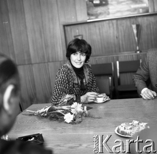 23.11.1978, Warszawa, Polska.
Wanda Rutkiewicz, alpinistka i himalaistka, podczas spotkania w siedzibie 