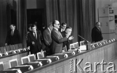 14.02.1987, Warszawa, Polska.
Sala Kongresowa w Pałacu Kultury i Nauki, spotkanie I Sekretarzy Podstawowych Organizacji Partyjnych z Egzekutywą KW PZPR, na pierwszym planie Wojciech Jaruzelski.
Fot. Jarosław Tarań, zbiory Ośrodka KARTA [87-40] 
