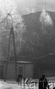 Jesień/zima 1989, Żyrardów, woj. Skierniewice, Polska
Fragment ulicy, oszronione drzewa, w tle ściana bloku.
Fot. Jarosław Tarań, zbiory Ośrodka KARTA [89-80]