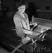 1968, Milanówek, woj. warszawskie, Polska.
Zakłady Jedwabiu Naturalnego w Milanówku koło Warszawy. Pracownica przy produkcji jedwabiu.
Fot. Jarosław Tarań, zbiory Ośrodka KARTA
