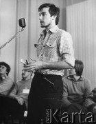 Luty 1981, Warszawa, Polska.
Strajk okupacyjny Studentów SGGW domagających się rejestracji Niezależnego Zrzeszenia Studentów.
Fot. NN, kolekcja NZS SGGW, zbiory Ośrodka KARTA, udostępnili Ryszard Marszałek i Jerzy Boruc
