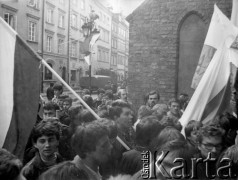 3.05.1982, Warszawa, Polska.
Demonstracja na Starym Mieście.
Fot. NN, kolekcja NZS SGGW, zbiory Ośrodka KARTA, udostepnili Ryszard Marszałek i Jerzy Boruc
