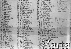 Lata 40. lub 50., ZSRR.
Lista nazwisk wychowanków i pracowników polskiego domu dziecka w Mojun-Kum w Kazachstanie.
Fot. NN, zbiory Ośrodka KARTA