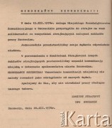 20.12.1970, Szczecin, Polska.
Odezwa Komitetu Strajkowego Miejskiego Przedsiębiorstwa Komunikacyjnego do mieszkańców miasta.
Fot. NN, zbiory Aleksandra Kusaka, dokumenty z pracy konkursowej Pauliny Kuźmo 