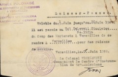 1.06.1940, Paryż, Francja
Dokument wydany sierżantowi Stanisławowi Zalewskiemu przez Centrum Wyszkolenia Łączności w Wersalu.
Fot. zbiory Ośrodka KARTA, kolekcję Stanisława Zalewskiego udostępnił Leszek Bartnicki


