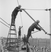 1967, Pożóg, woj. lubelskie, Polska.
Elektryfikacja kolei na odcinku Warszawa-Lublin.
Fot. Bogdan Łopieński, zbiory Ośrodka KARTA