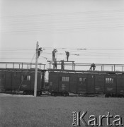 1967, Pożóg, woj. lubelskie, Polska.
Elektryfikacja kolei na odcinku Warszawa-Lublin.
Fot. Bogdan Łopieński, zbiory Ośrodka KARTA