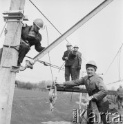 1967, Pożóg, woj. lubelskie, Polska.
Elektryfikacja kolei na odcinku Warszawa-Lublin.
Fot. Bogdan Łopieński, zbiory Ośrodka KARTA