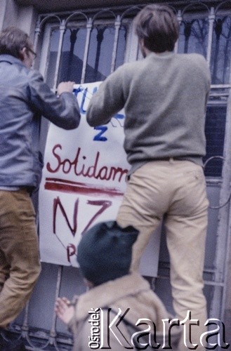 10.11.1980, Warszawa, Polska.
Manifestacja podczas rejestracji NSZZ 