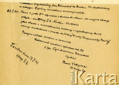 17.05.1942, Dorsten, III Rzesza Niemiecka.
Obóz jeniecki oficerów Wojska Polskiego. Sprawozdanie z przekazania internowanych w Rumuni żołnierzy władzom niemieckim w 1941 r. Strona trzecia. 
Fot. zbiory Ośrodka KARTA, Pogotowie Archiwalne [PA_024], przekazali Dorota i Tomasz Wojciechowscy