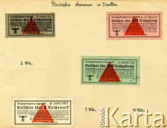 1941-1942, Dorsten, III Rzesza Niemiecka.
Obóz jeniecki oficerów Wojska Polskiego. Nominały pieniężne używane przez jeńców.  
Fot. zbiory Ośrodka KARTA, Pogotowie Archiwalne [PA_024], przekazali Dorota i Tomasz Wojciechowscy