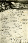 24.12.1942, Betlejem, Palestyna.
Fotografia karty wigilijnej narysowanej przez Adama Lipińskiego z pamiątkowymi wpisami żołnierzy armii Andersa. 
Fot. NN, zbiory Ośrodka KARTA, Pogotowie Archiwalne [PA_033], udostępnił Piotr Balcer