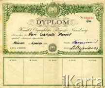 04.10.1933, Kościan, woj. poznańskie, Polska.
Poświadczenie wystawione dla Pawła Ciecińskiego w imieniu Komitetu Obywatelskiej Pożyczki Narodowej. 
Fot. NN, zbiory Ośrodka KARTA, Pogotowie Archiwalne (PA_033), udostępnił Piotr Balcer