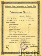 13.10.1938, Ostrów Wielkopolski, Polska.
Zaświadczenie o ukończeniu Kursu Jedwabnictwa na ocenę celującą przez Walentego Balcera. 
Fot. NN, zbiory Ośrodka KARTA, Pogotowie Archiwalne (PA_033), udostępnił Piotr Balcer
