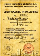 25.03.1936, Śmigiel, pow. Kościan, woj. poznańskie, Polska.
Legitymacja inwalidy wojennego uprawniająca do ulg w transporcie kolejowym, ważna na rok.
Fot. NN, zbiory Ośrodka KARTA, Pogotowie Archiwalne (PA_033), udostępnił Piotr Balcer