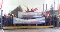 20.03.1981, Warszawa, Polska.
Strajk ostrzegawczy w Hucie Warszawa zorganizowany po pobiciu działaczy NSZZ 