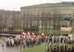 20.03.1981, Warszawa, Polska.
Strajk ostrzegawczy w Hucie Warszawa zorganizowany po pobiciu działaczy NSZZ 
