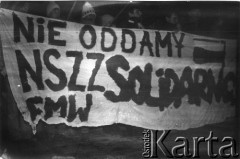 16.12.1987, Gdańsk, Polska.
Manifestacja Federacji Młodzieży Walczącej Region Gdańsk w 17. rocznicę wydarzeń na Wybrzeżu w 1970 roku.
Fot. NN, Archiwum Federacji Młodzieży Walczącej, zbiory Ośrodka KARTA