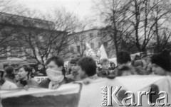 Koniec lat 80., Gdańsk, Polska.
Manifestacja Federacji Młodzieży Walczącej.
Fot. NN, Archiwum Federacji Młodzieży Walczącej, zbiory Ośrodka KARTA.