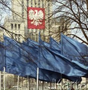 1.05.1979, Warszawa, Polska.
Obchody Święta Pracy. Pałac Kultury i Nauki z okolicznościowymi dekoracjami.
Fot. Edward Grochowicz zbiory Ośrodka KARTA