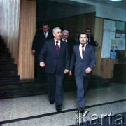 1980, Warszawa, Polska.
Wizyta I sekretarza KC PZPR Edwarda Gierka w Akademii Wychowania Fizycznego, prawdopodobnie przed posiedzeniem Frontu Jedności Narodu.
Fot. Edward Grochowicz, zbiory Ośrodka KARTA