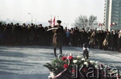 17.01.1985, Warszawa, Polska.
Uroczystość odsłonięcia Pomnika Kościuszkowców na Pradze w 40. rocznicę wyzwolenia Warszawy. 
Fot. Edward Grochowicz, zbiory Ośrodka KARTA