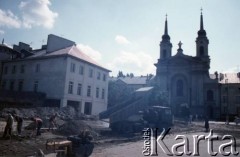 Przed 1.08.1989, Warszawa, Polska.
Budowa Pomnika Powstania Warszawskiego. Został odsłonięty 1.08.1989.
Fot. Edward Grochowicz, zbiory Ośrodka KARTA