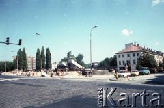 Przed 1.08.1989, Warszawa, Polska.
Budowa Pomnika Powstania Warszawskiego. Został odsłonięty 1.08.1989.
Fot. Edward Grochowicz, zbiory Ośrodka KARTA

