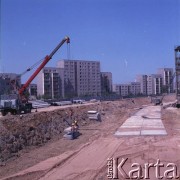 17.09.1983, Warszawa, Polska.
Budowa I linii metra w Warszawie, na odcinku wzdłuż al. Komisji Edukacji Narodowej.
Fot. Edward Grochowicz, zbiory Ośrodka KARTA