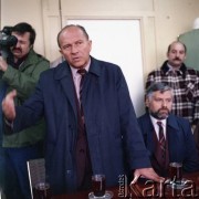 11.11.1983, Warszawa, Polska.
Jerzy Brzostek (generalny dyrektor Generalnej Dyrekcji Budowy Metra) na spotkaniu dotyczącym budowy I linii metra w Warszawie.
Fot. Edward Grochowicz, zbiory Ośrodka KARTA