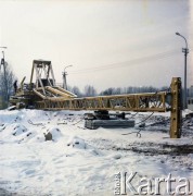1985, Warszawa, Polska.
Budowa I linii metra w Warszawie na odcinku Pole Mokotowskie - Politechnika.
Fot. Edward Grochowicz, zbiory Ośrodka KARTA