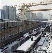1985, Warszawa, Polska.
Budowa tunelu I linii metra na Ursynowie tzw. metodą berlińską.
Fot. Edward Grochowicz, zbiory Ośrodka KARTA